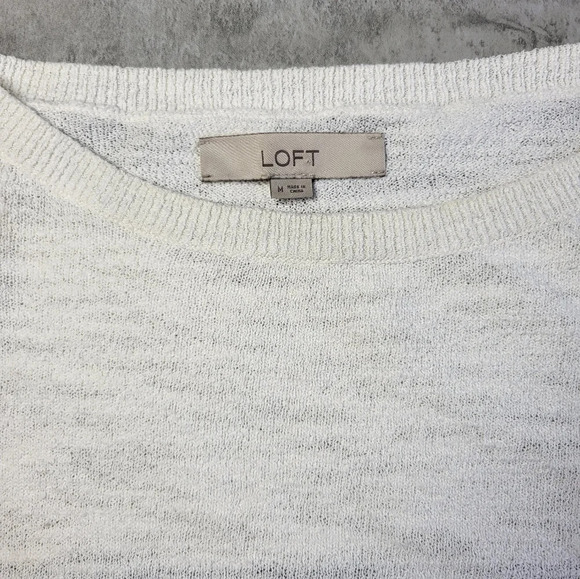 SOLD LOFT Nautical Striped Knit Boat Neck Relaxed Fit Sweater White Black - Picture 7 of 11